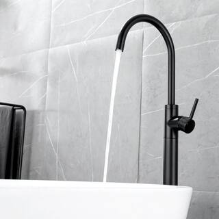 Nestfair Single-Handle Floor Mount Roman Tub Faucet in Matte Black SMD1833B