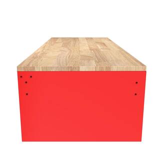 Husky 46 in. W x 18 in. D 9-Drawer Gloss Red Mobile Workbench Cabinet with Solid Wood Top H46X18MWC9RED