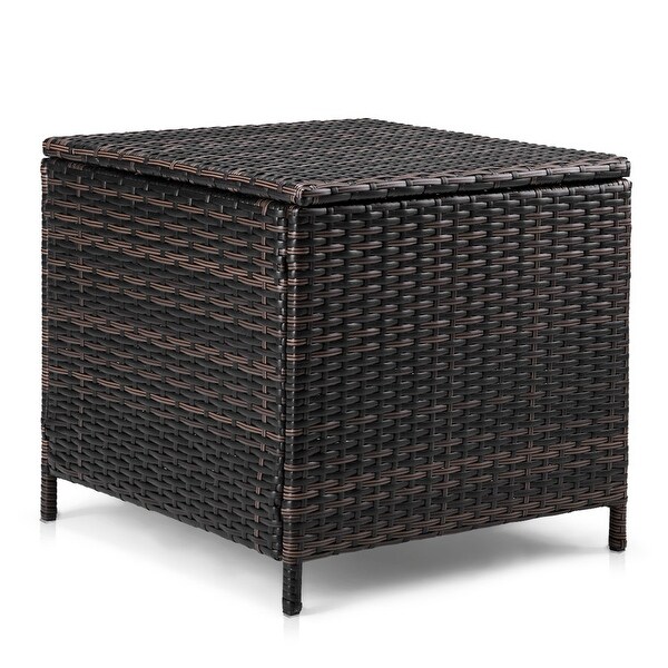 Patio 27 Gallons Wicker Storage Side Table