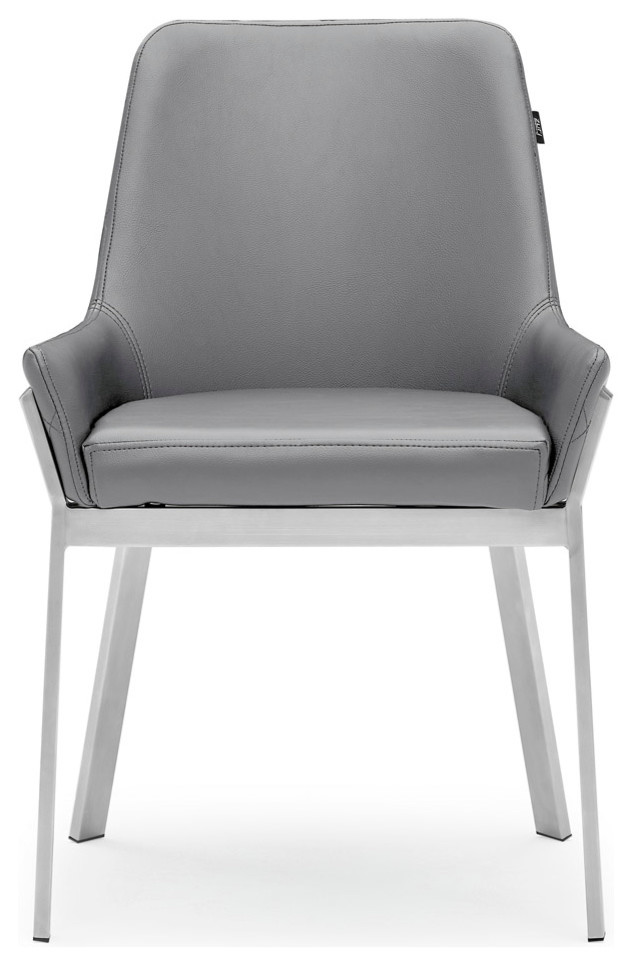 Sydney Leatherette Dining Chair With Brushed Stainless Steel Legs   Contemporary   Dining Chairs   by Zuri Furniture  Houzz