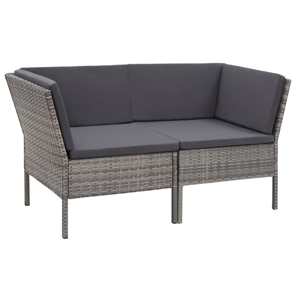 vidaXL 6 Piece Patio Lounge Set with Cushions Poly Rattan Gray