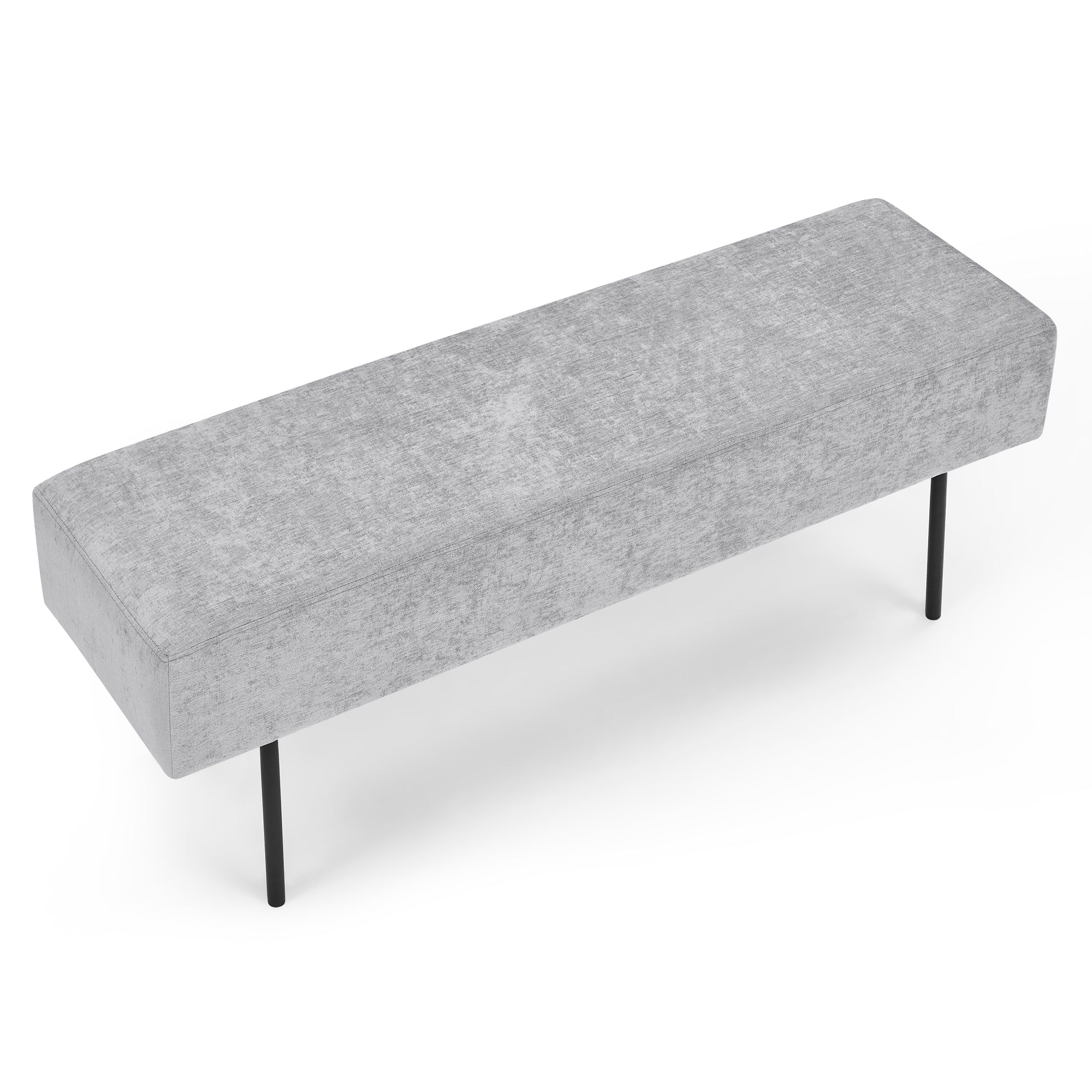 Contemporary Style Bedroom Chenille Upholstered Bench, Grey,( 45 x13x 17）