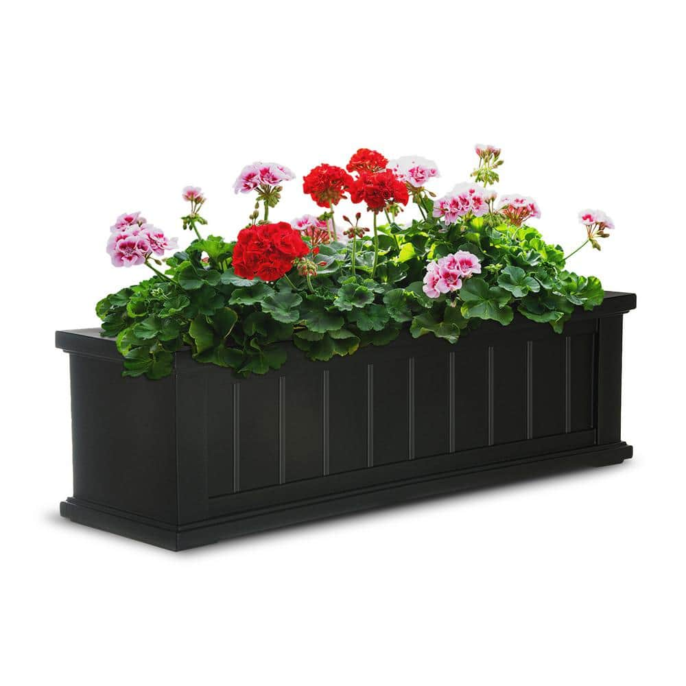 Mayne Cape Cod 36 in. x 11 in. Self-Watering Black Polyethylene Window Box 4840-B