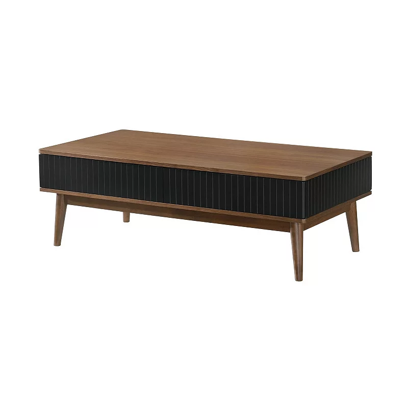 Amigo Black Veneer and Walnut Wood Coffee Table