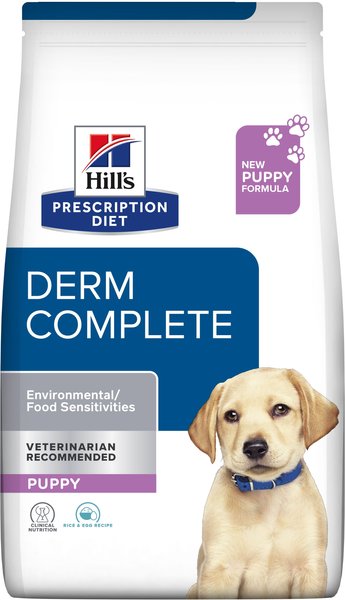 Hill's Prescription Diet Derm Complete Puppy Environmental/Food Sensitivities Rice and Egg Recipe Dry Dog Food， 14.3-lb bag