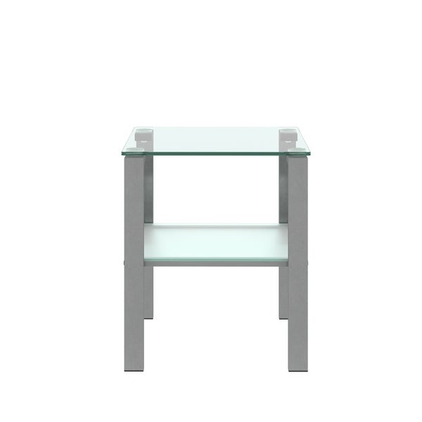 Square Glass End Table Wite Iron Tube Frame