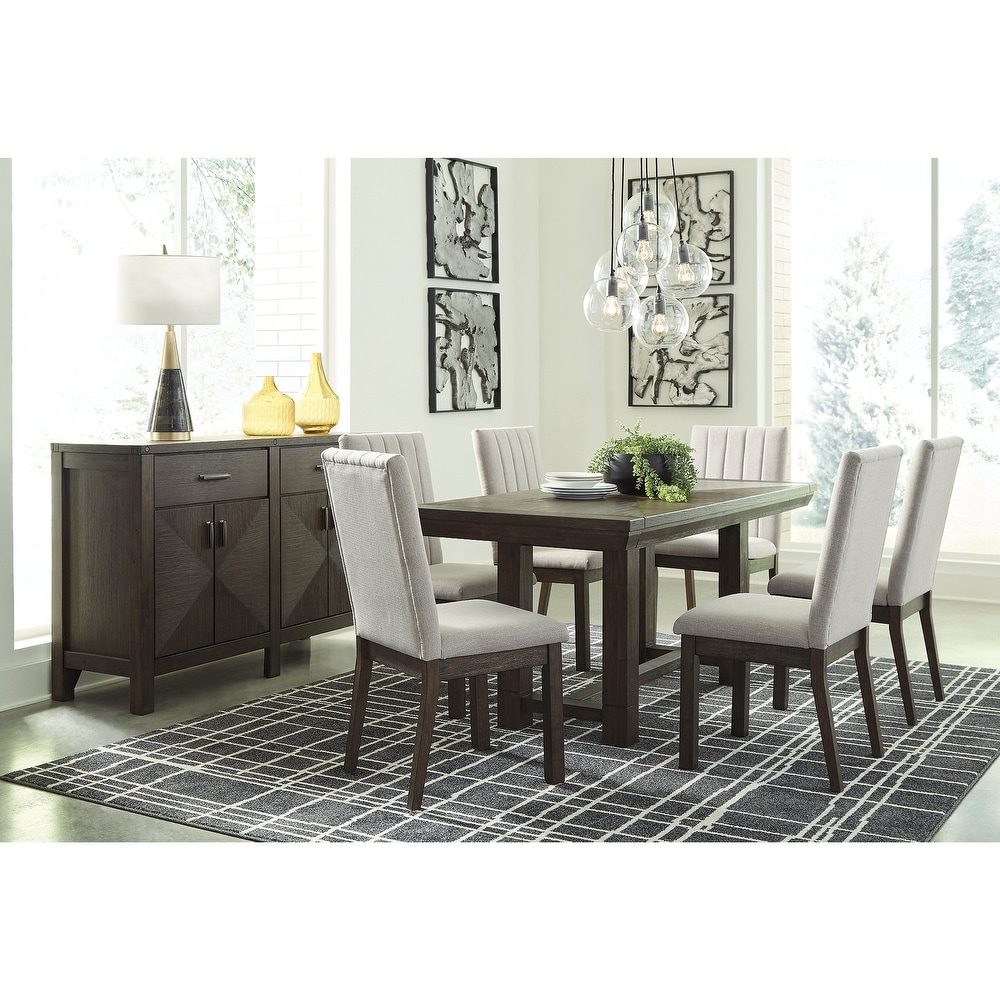 Dellbeck Brown Rectangular Dining Room Table with Leaves   Standard