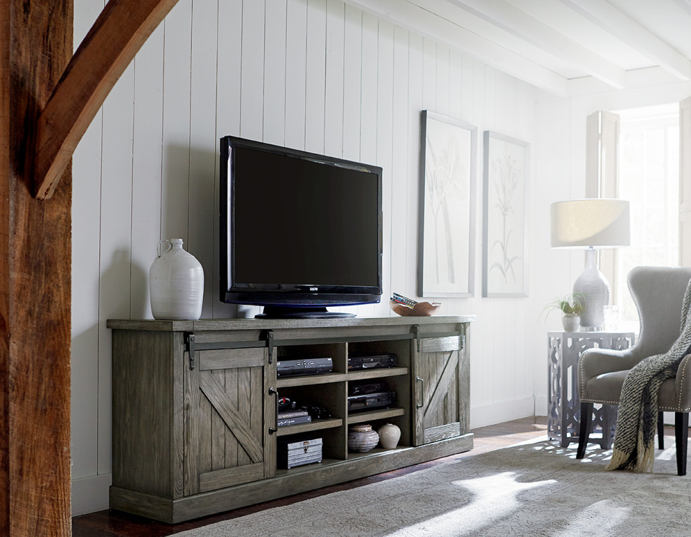 Avondale 80 quotTV Console Barn Door Entertainment   Farmhouse   Entertainment Centers And Tv Stands   by Martin Furniture  Houzz