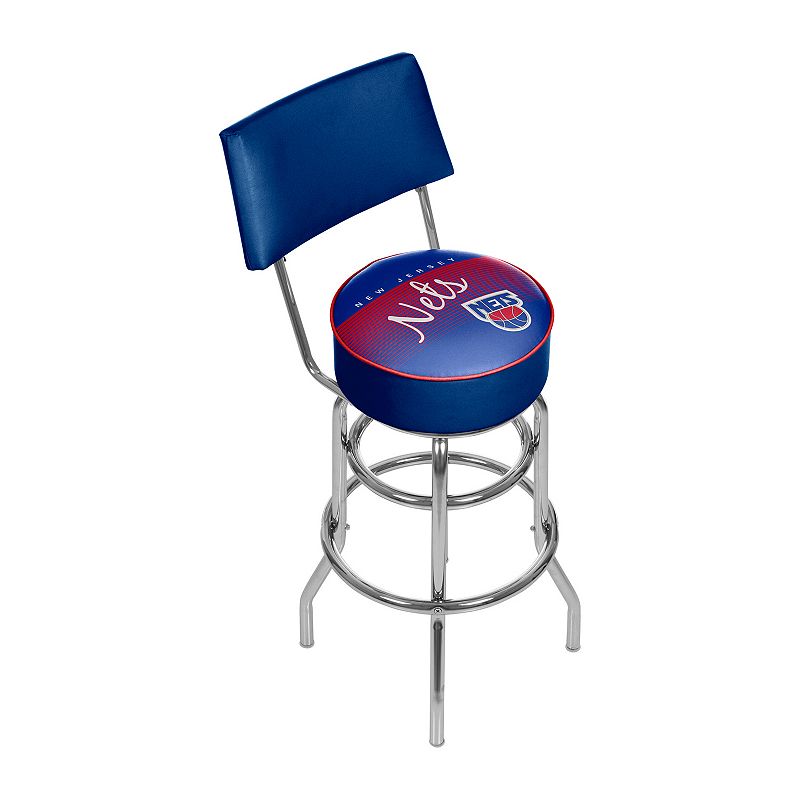 New Jersey Nets Hardwood Classics Padded Swivel Bar Stool with Back