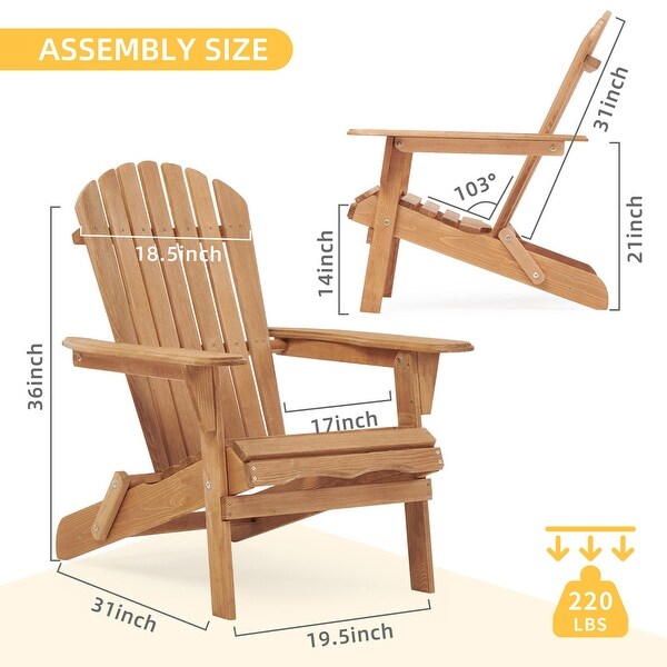 Wooden Outdoor Folding Adirondack Chair Set of 2