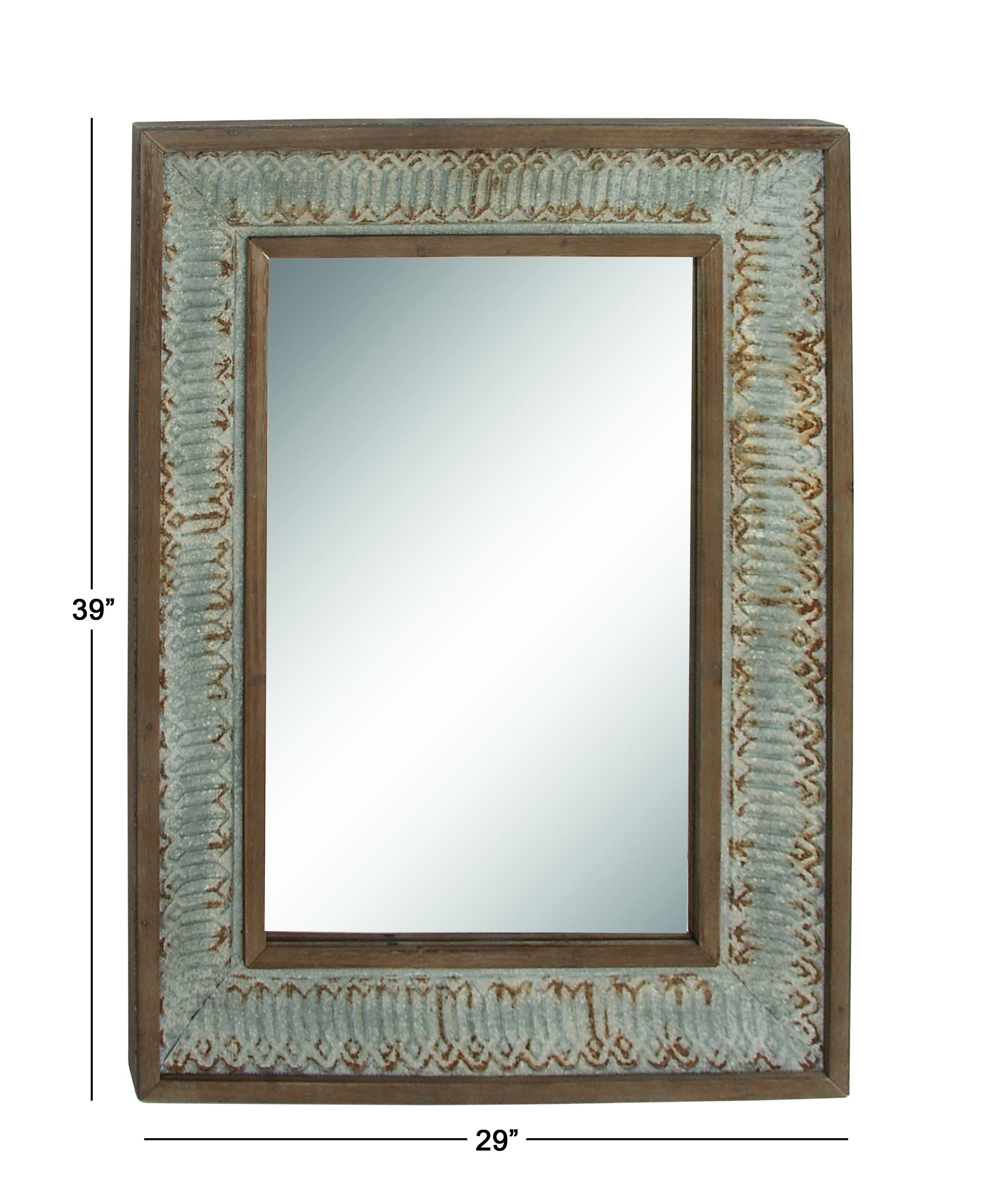 Grey Farmhouse Wood Wall Mirror 40 x 30