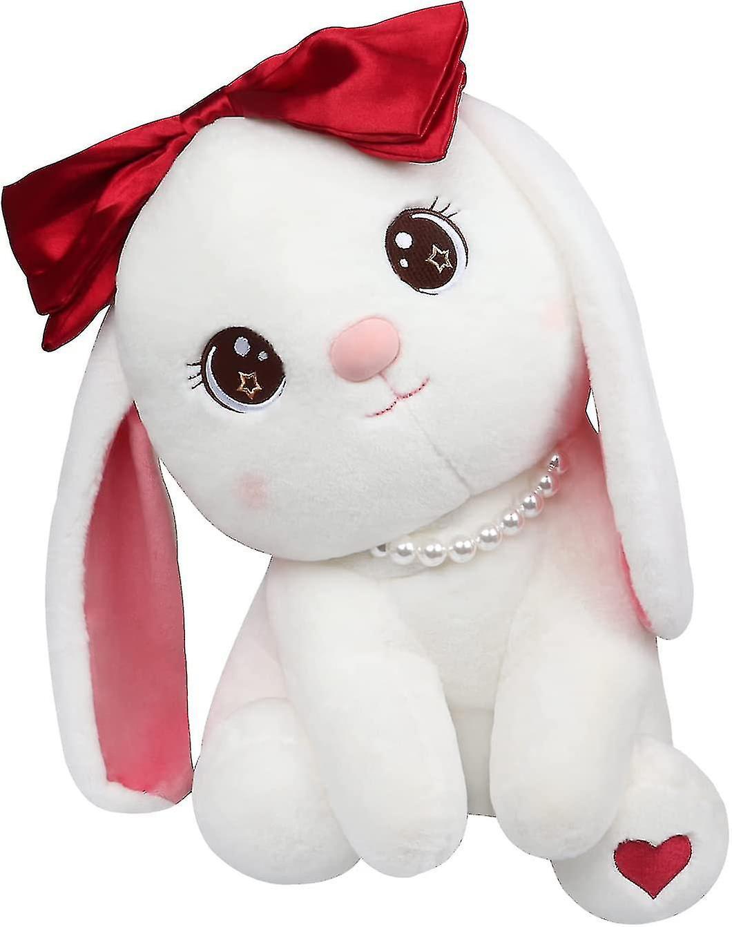 White Bunny Plush Doll， Stuffed Animal Plushie Kawaii Rabbit Pillow Plush Toy Gifts For Boys Girls (