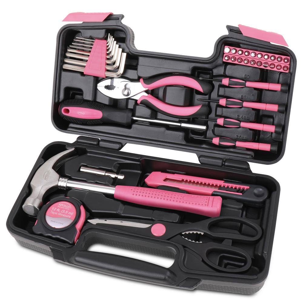 Apollo General Tool Set in Pink (39-Piece) DT9706P