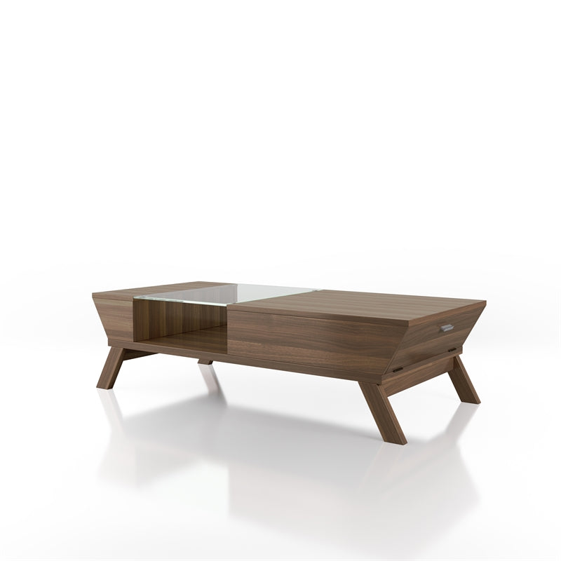 Furniture of America Soto Contemporary Wood Coffee Table with Storage in Walnut