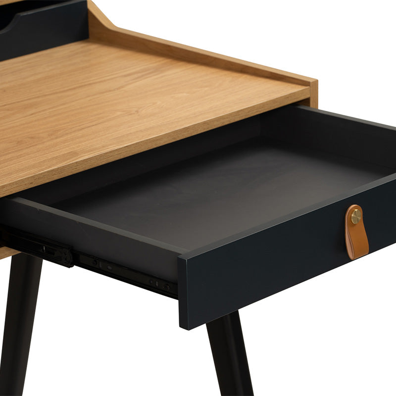 CASTOR Study Desk 110cm - Natural, Navy Blue & Black