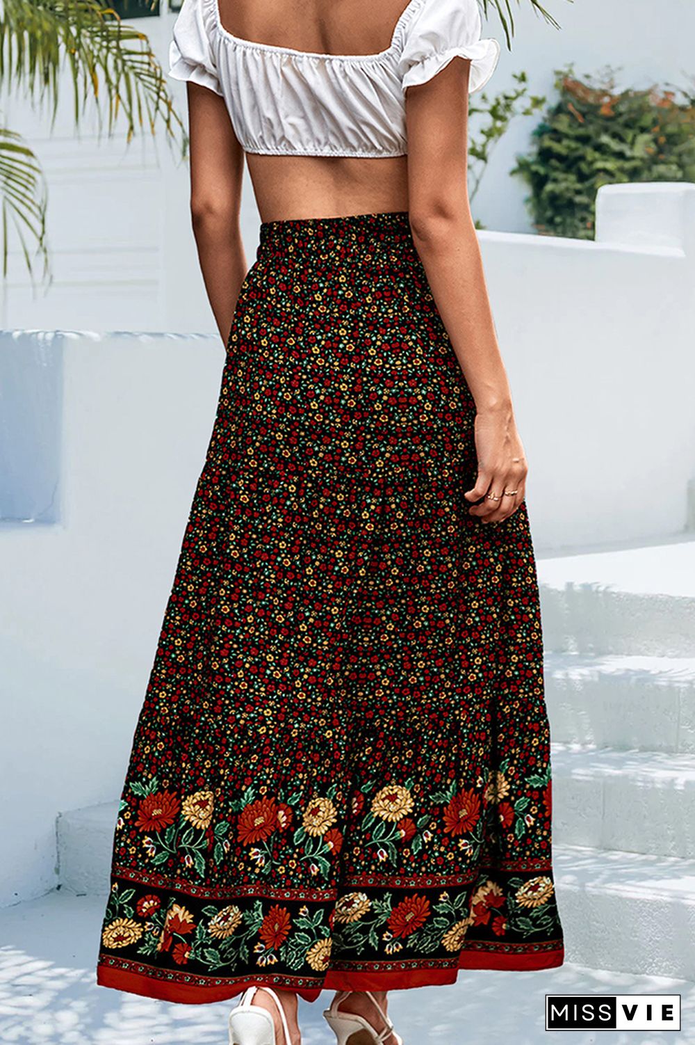 High Waist Floral Boho Skirt Dress