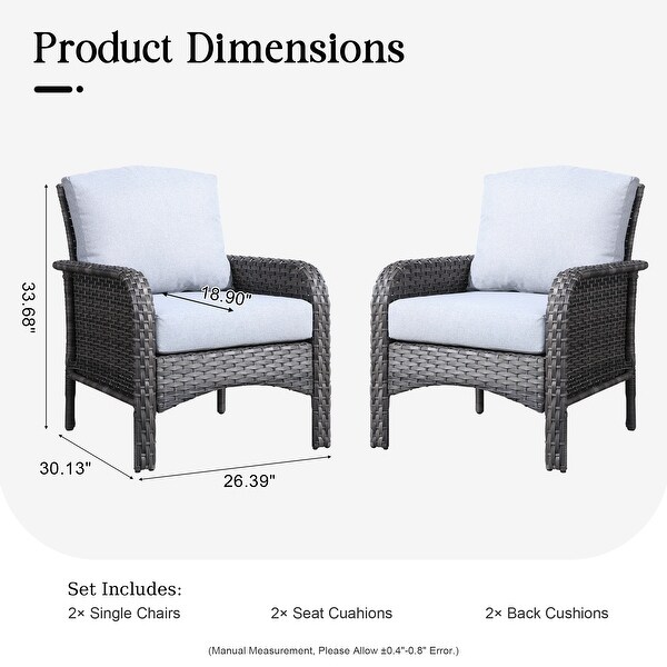 HOOOWOOO Outdoor 2piece Patio Furniture Wicker Chair Set