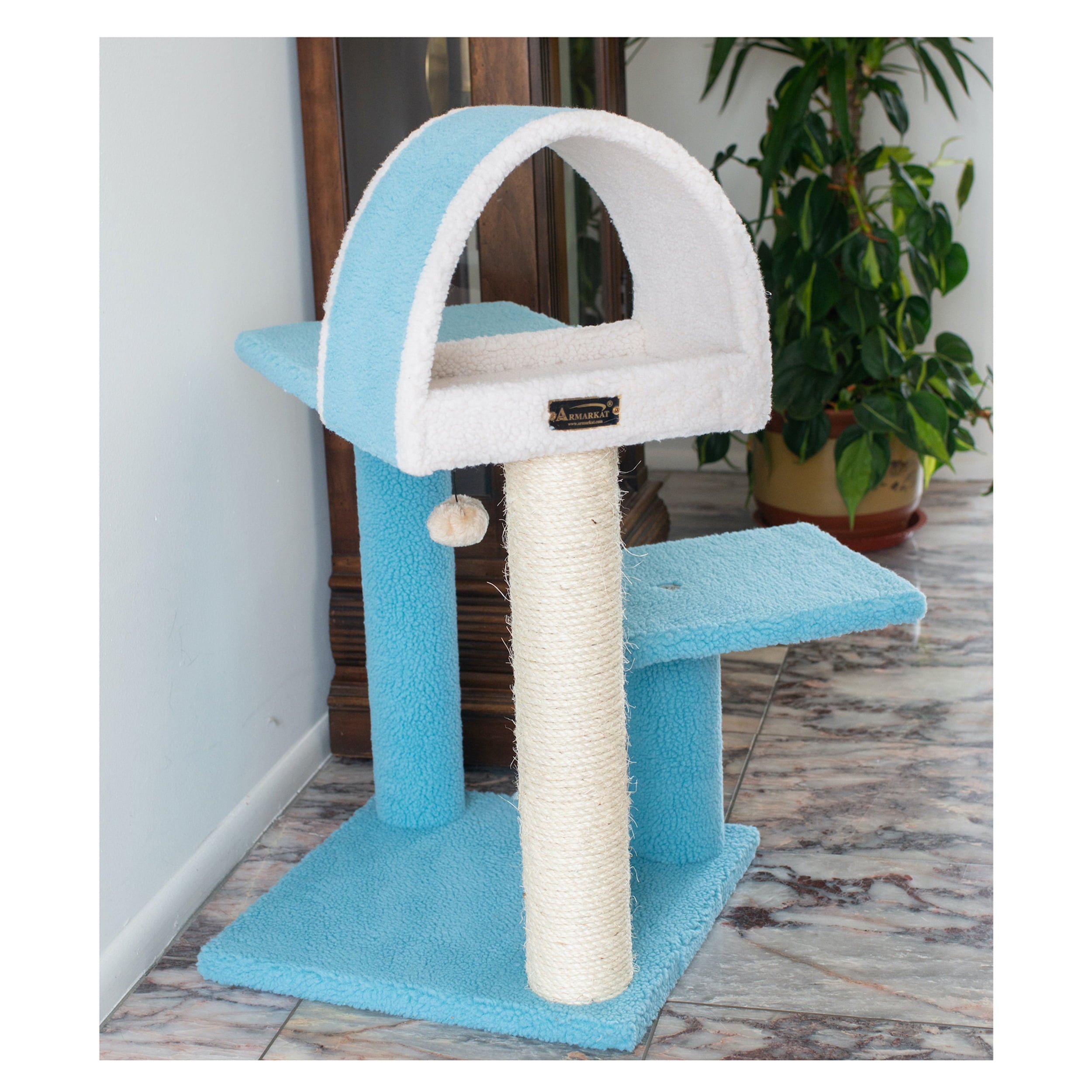 Armarkat Classic real wood Cat Tree Model B2903， 29 inch Sky Blue