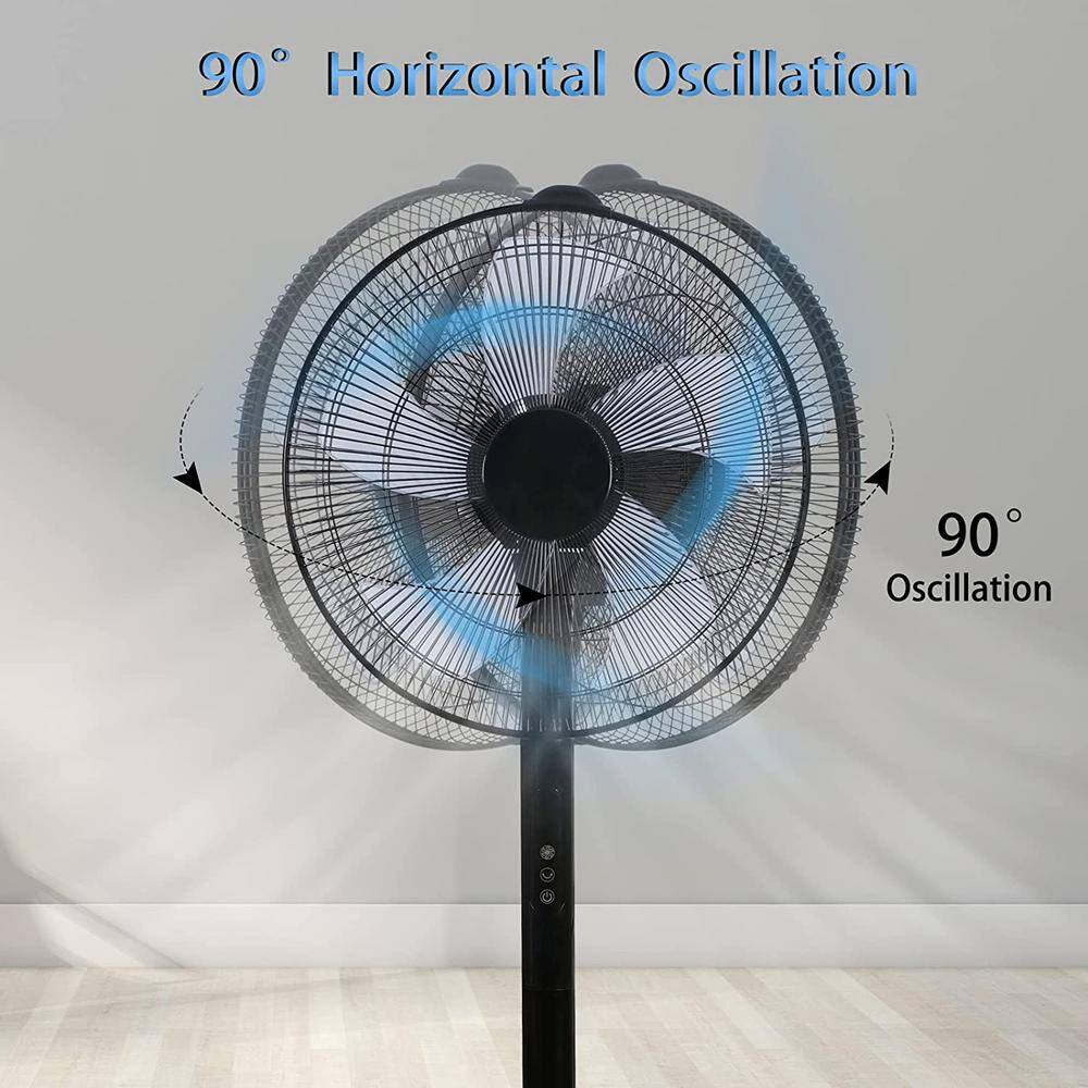 Edendirect 14.5 in. Adjustable 12 Levels Speed Pedestal Stand Fan with Remote Control 90 Horizontal Oscillating 9-Hours Timer DHS0RA0713003