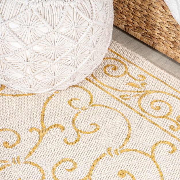 Charleston Vintage Filigree Textured Weave Indoor outdoor Area Rug Jonathan Y