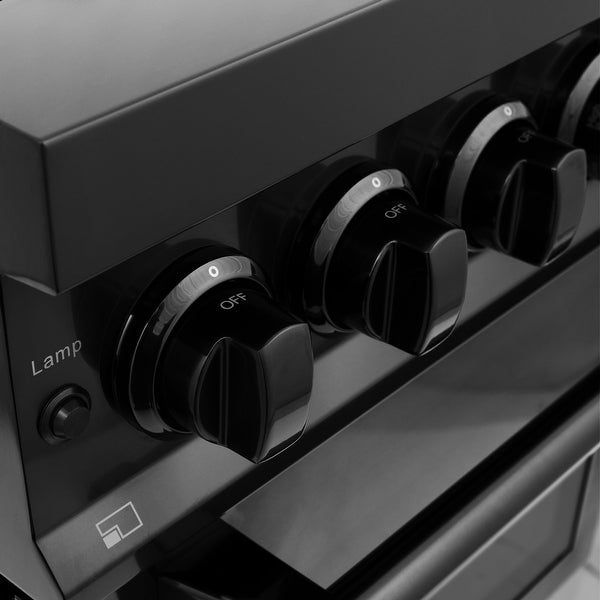 ZLINE Dual Fuel Range in Black Stainless Steel with Brass Burners