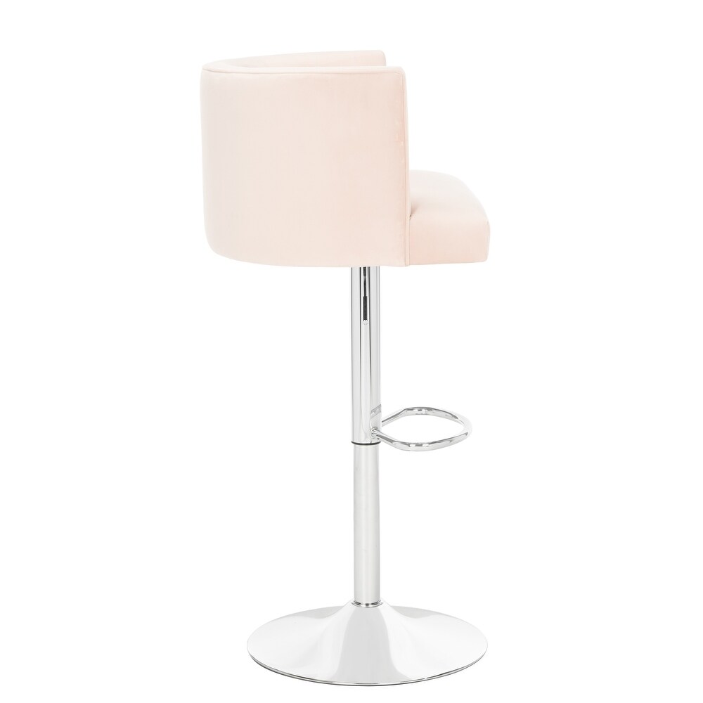 SAFAVIEH Couture Zayna Velvet/ Chrome Adjustable Bar Stool   21.3\