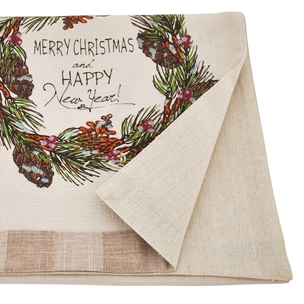 Table Runner with Merry Christmas and Happy New Year Design