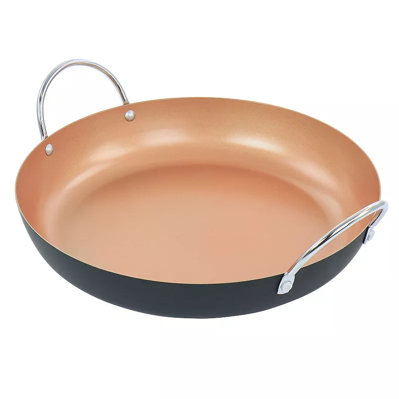 Oster Cocina Stonefire Carbon Steel Nonstick 11 Inch Paella Pan in Copper