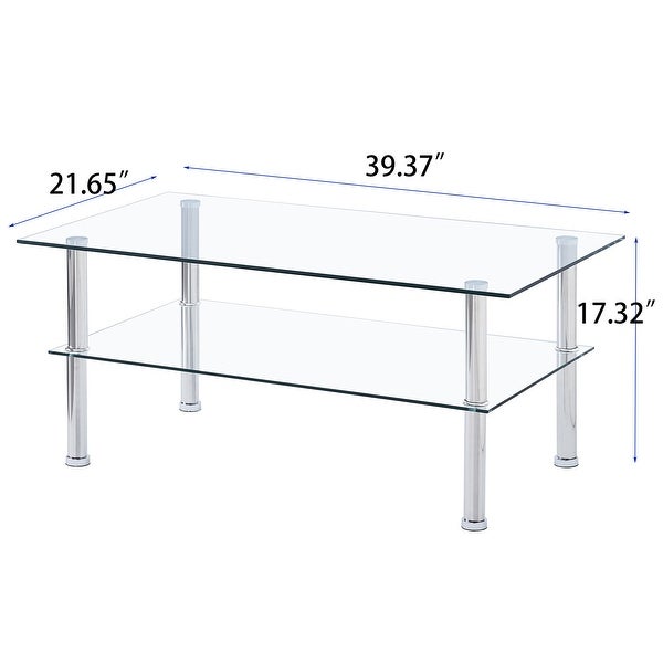 Clear Glass Coffee Table Tempered Glass Coffee Table for Living Room