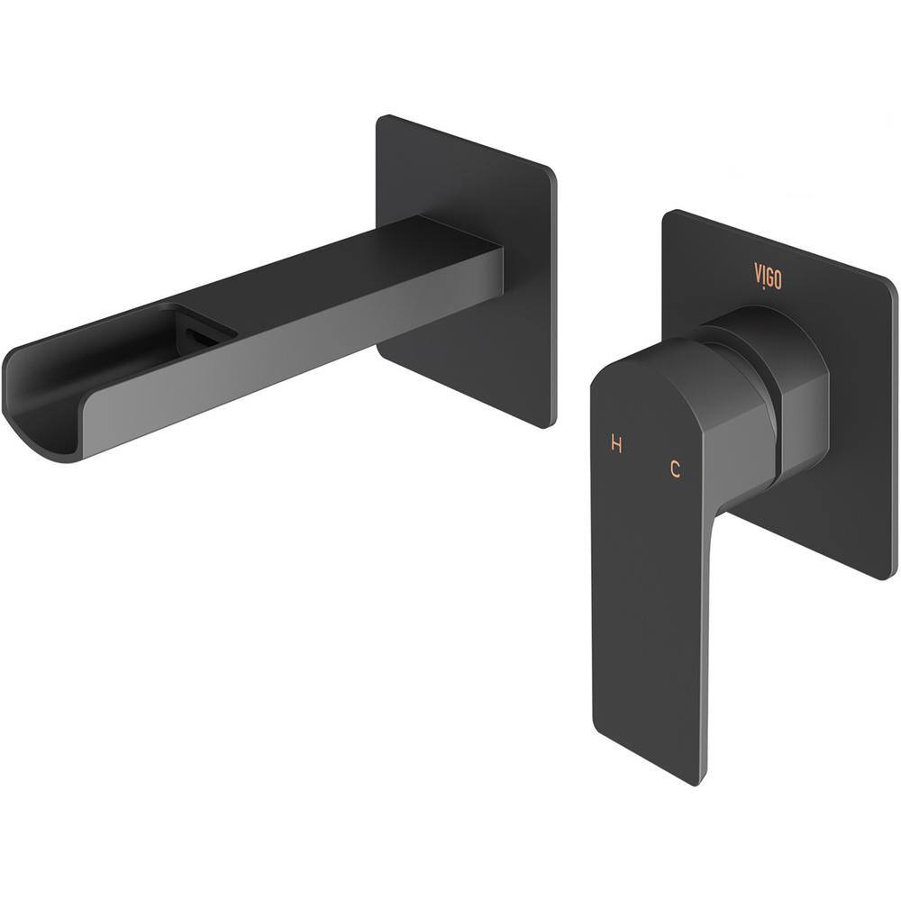 VIGO Atticus Single Handle Wall Mount Bathroom Faucet in Matte Black VG05005MB