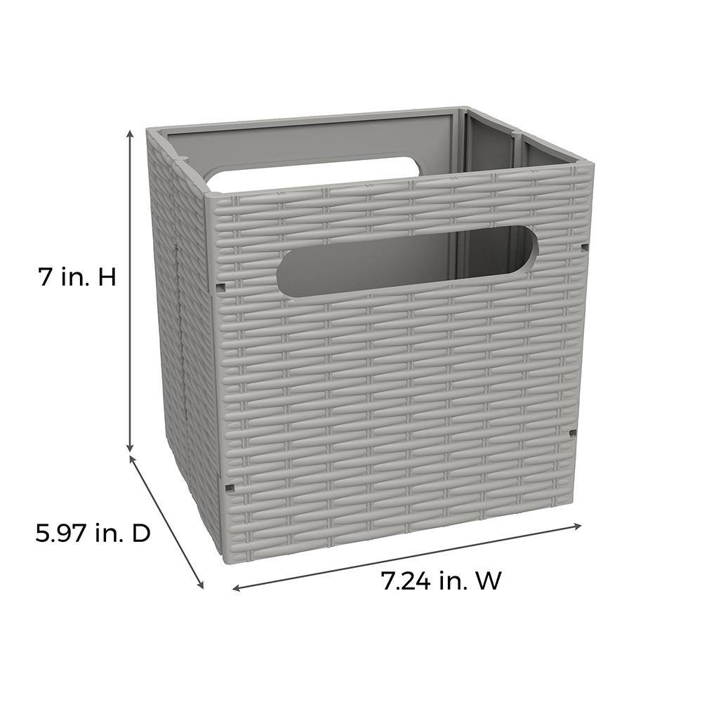 ClosetMaid 7 in. H x 7.24 in. W x 5.97 in. D Gray Plastic Mini Cube Storage Bin (2-Pack) 5439