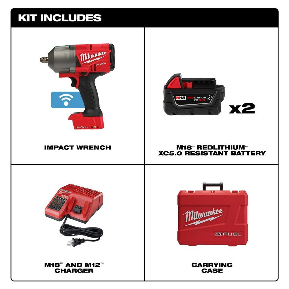 Milwaukee M18 FUEL with ONE-KEY High Torque Impact Wrench 1/2" Pin Detent Kit 2862-22R from Milwaukee