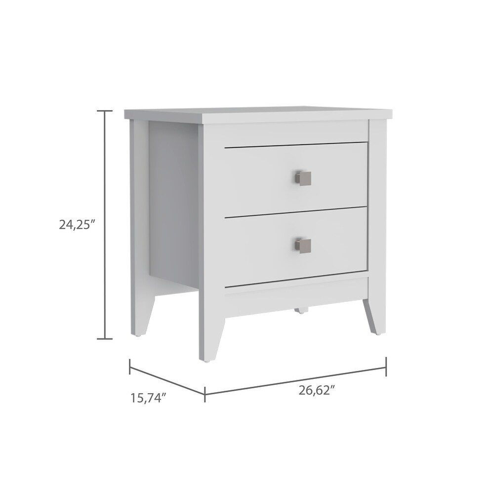 FM Furniture Breeze Four Legged Modern Bedroom Nightstand  with Two Drawers