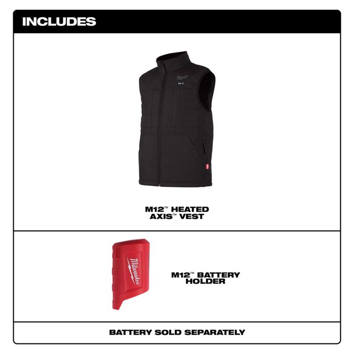 MW M12 XXL Sleeveless Men\u0027s Full-Zip Heated Vest (Vest Only) Black