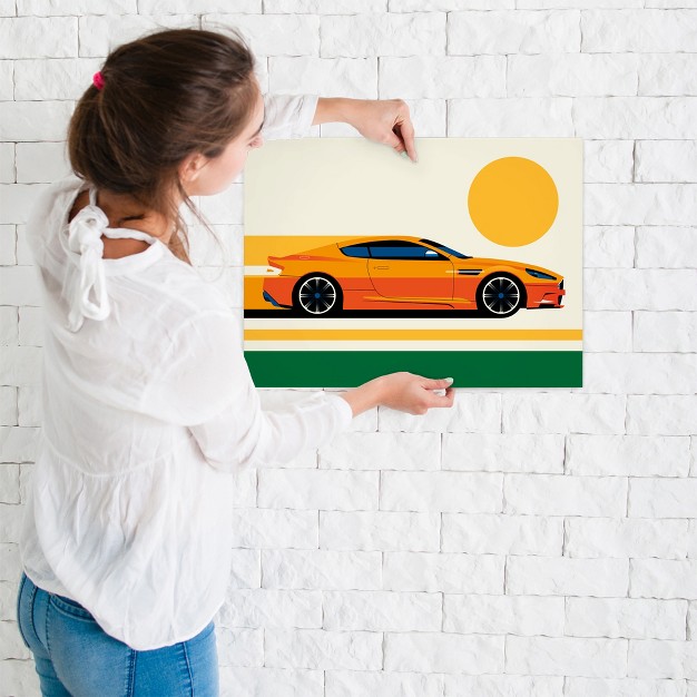 Americanflat Mid Century Modern Wall Art Room Decor Orange Modern Sports Car By Bo Lundberg