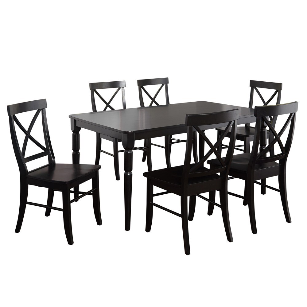 Simple Living Albury 7 piece Black and Grey Cross Back Dining Set