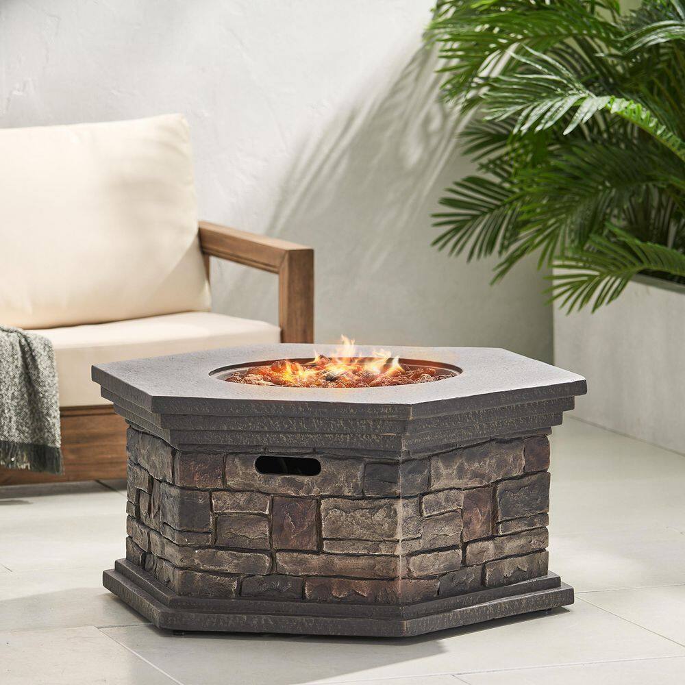 Noble House Fox Stone Octagonal Stone Fire Pit (No Tank Holder) 55430