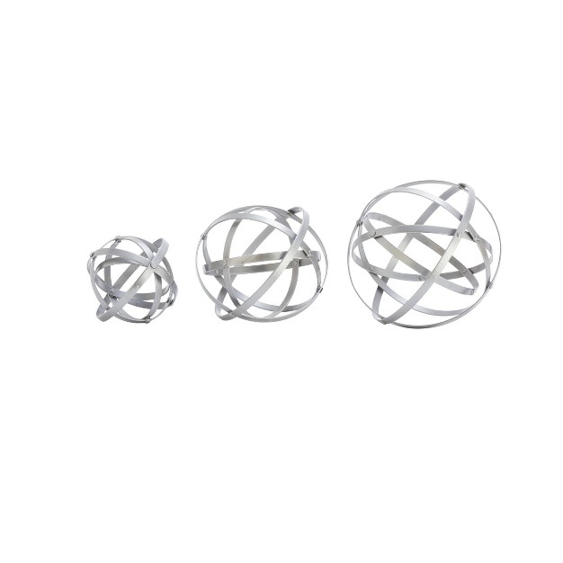 Set Of 3 Modern Iron Foldable Orb Silver Olivia amp May