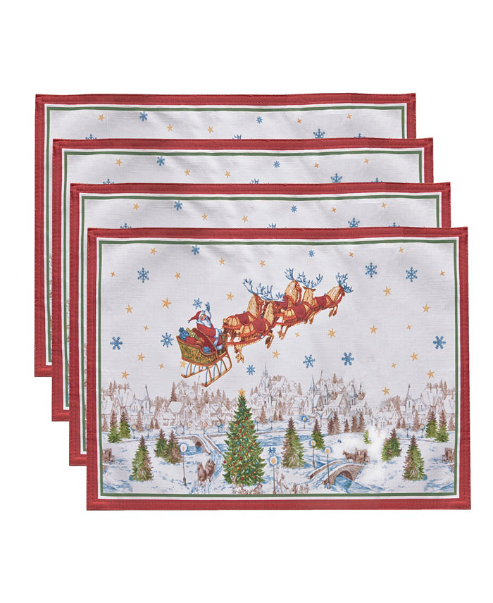 Elrene Santa's Snowy Sleighride Placemat Set of 4