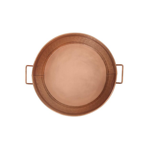 Round Hammered Tub With 2 Side Handles Copper Plated Achla Designs