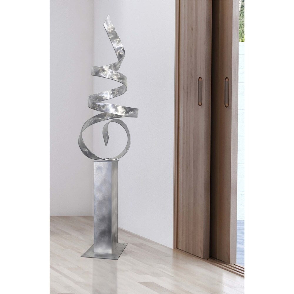 Statements2000 Large Abstract Metal Sculpture Modern Indoor Outdoor Decor by Jon en   Sea Breeze with Silver Base