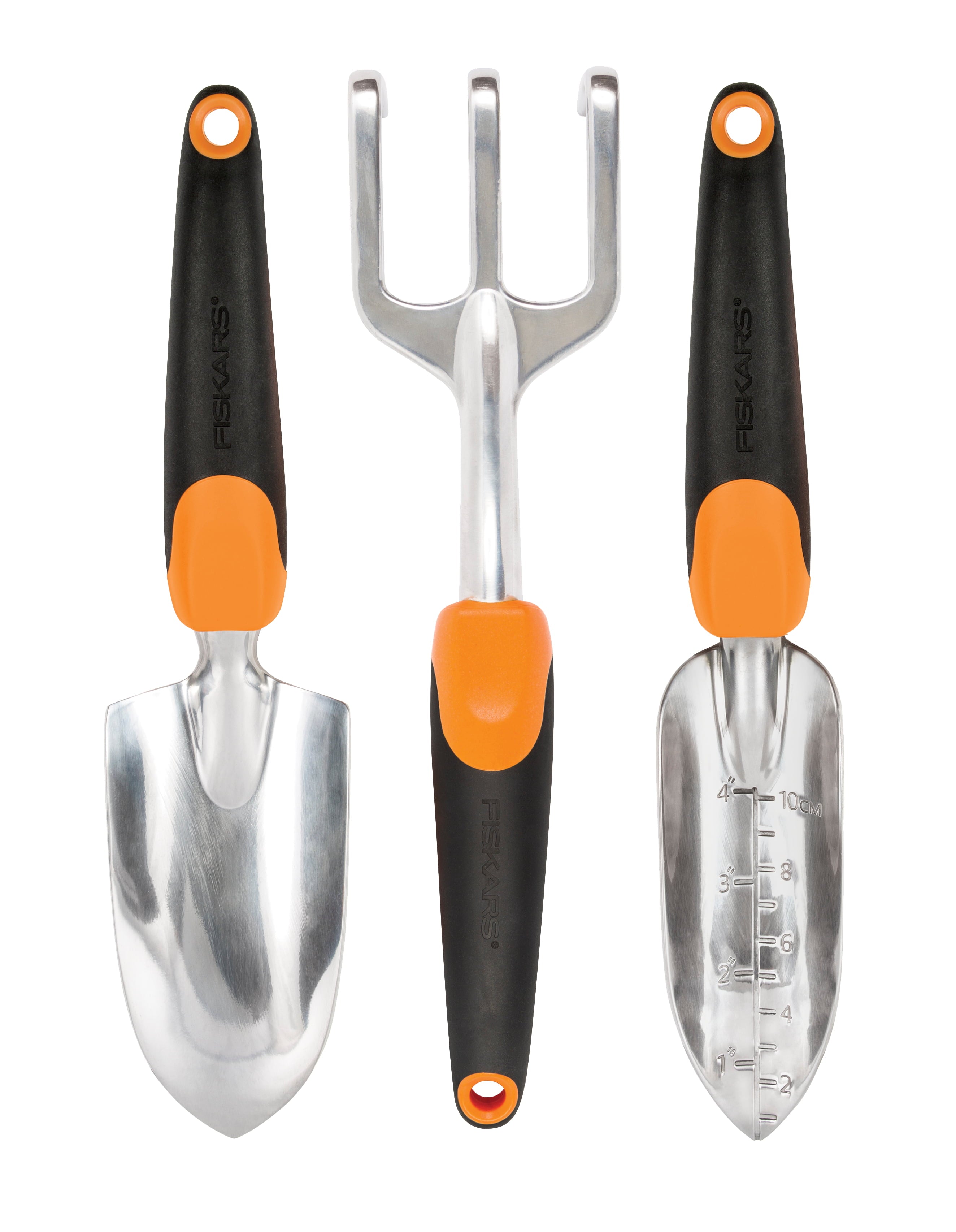 Fiskars Ergo Garden Tool Set with Trowl, Transplanter, and Cultivator, 3 Count