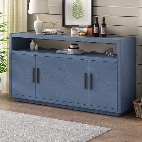 Buffet Cabinet Sideboard with 4 Doors and 1 Glass top