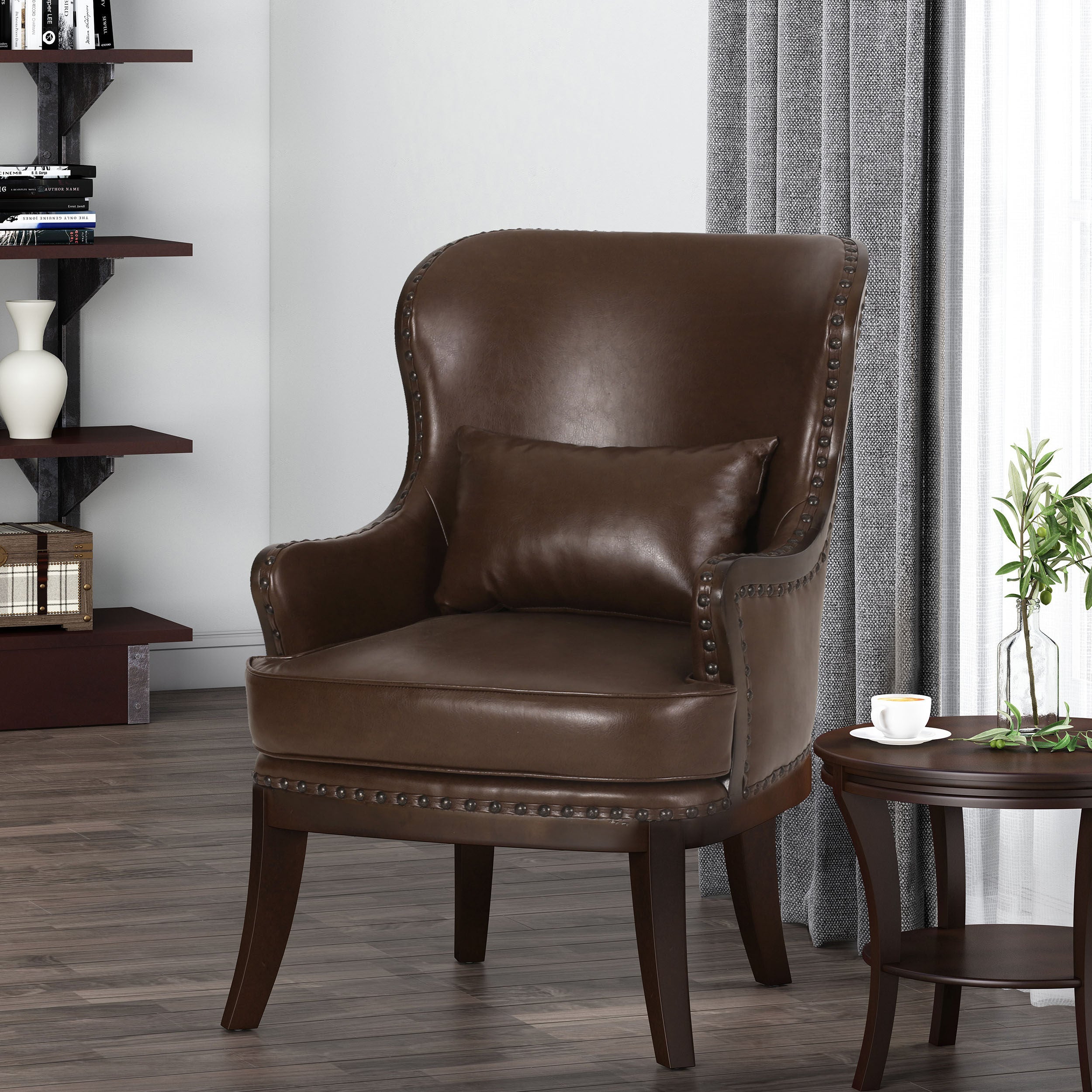 Jett Contemporary Upholstered Accent Chair with Nailhead Trim