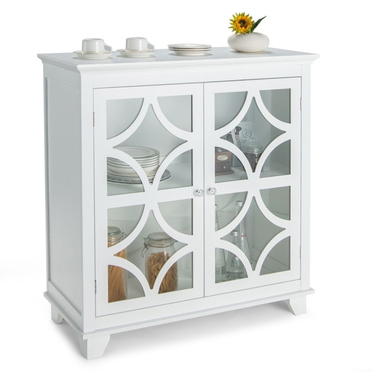 Kitchen Buffet Sideboard with Glass Doors and Adjustable Shelf   36\