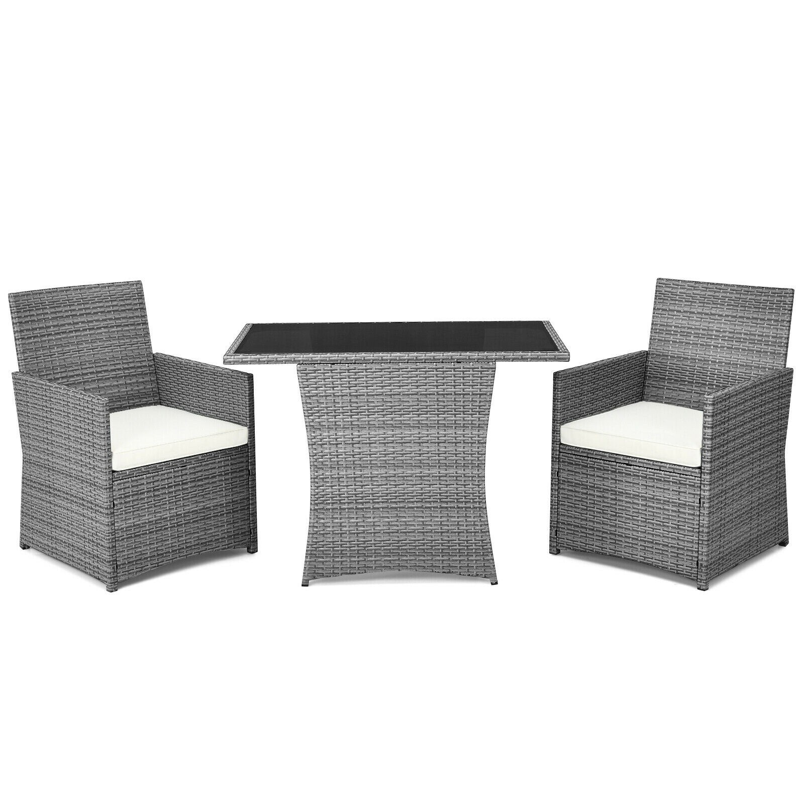 3 Pieces Patio Rattan Furniture Set with Cushioned Armrest Sofa - 26