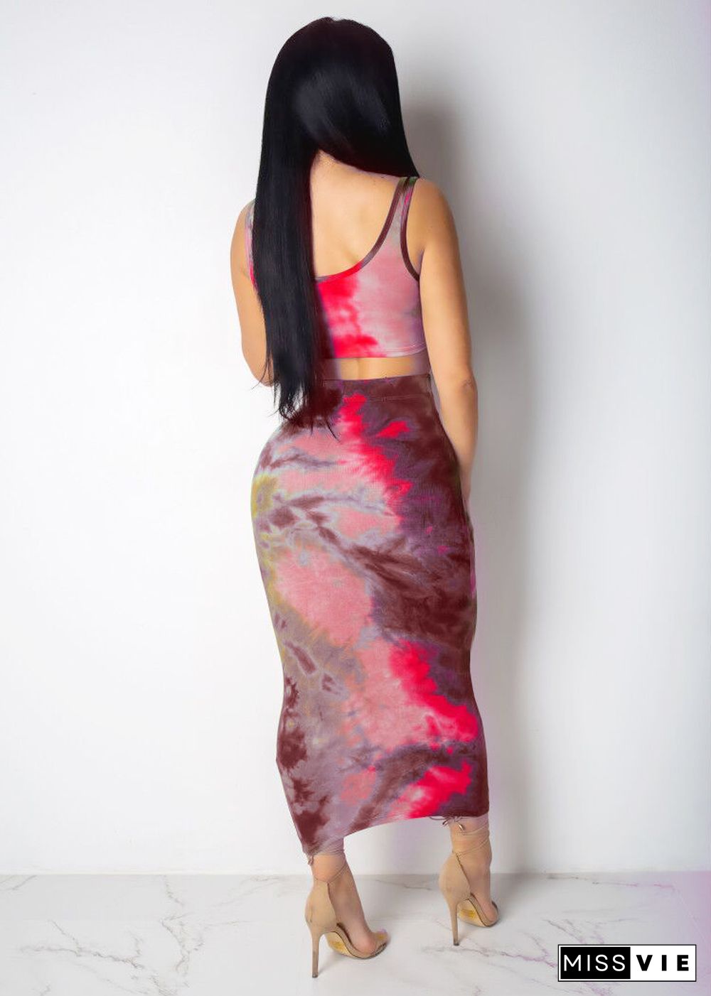 Two-Piece Sexy Printed Vest Long Skirt