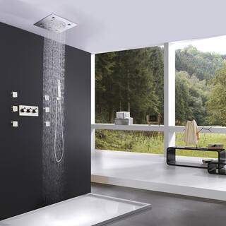 CASAINC 1-Spray Wall Bar Shower Kit System with Body Spray Jets in Brushed Nickel WE-SS11BN