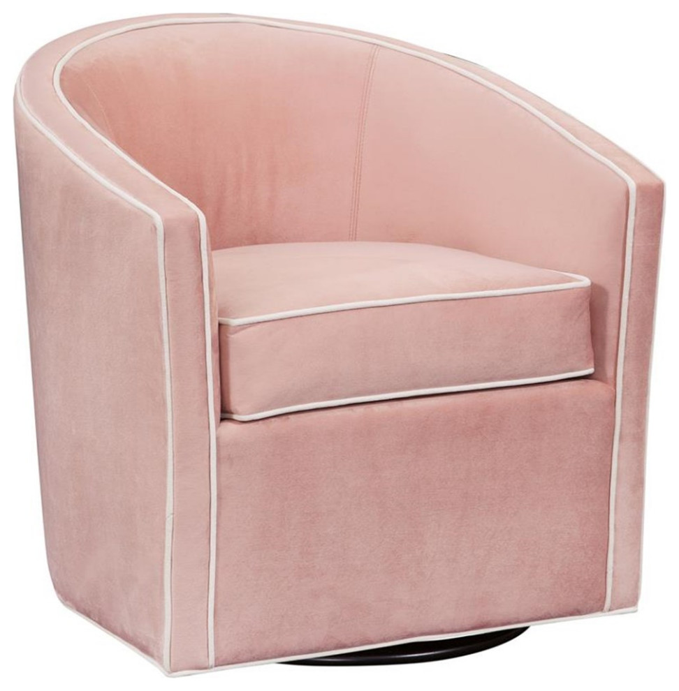 Pemberly Row Modern Pink Finish Blush Velvet Swivel Accent Chair   Contemporary   Armchairs And Accent Chairs   by Homesquare  Houzz