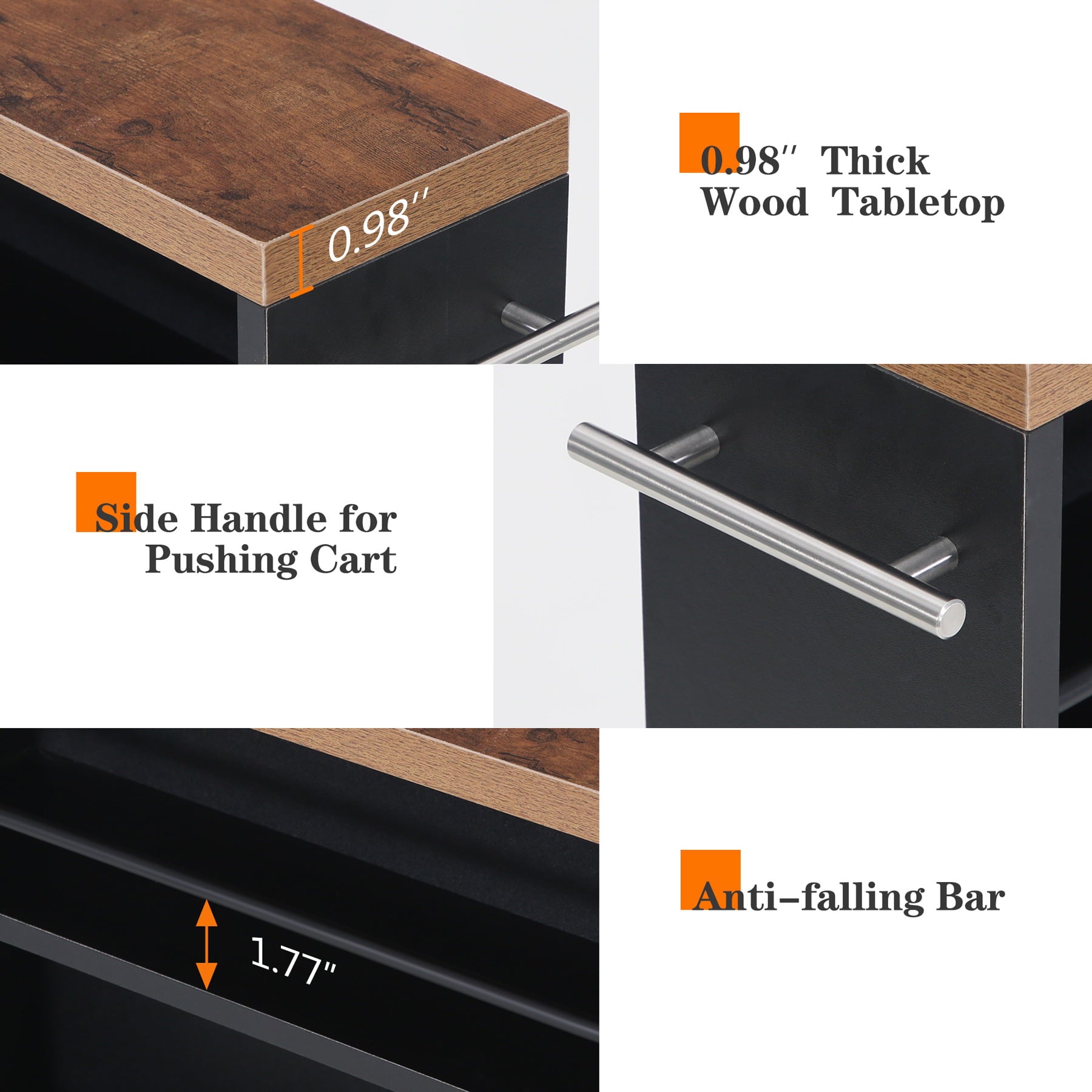 Slim Storage Cart， Rolling Narrow Kitchen Cart on Wheels for Small Place